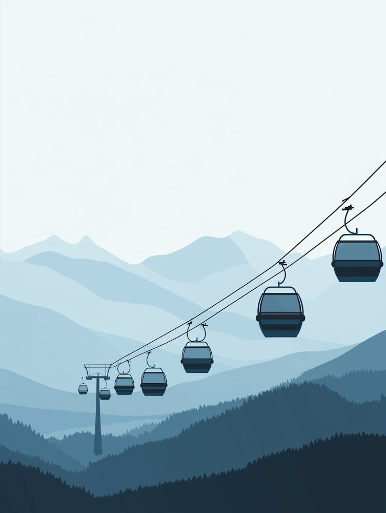 Poster Of A Cable Car, With Simple Shapes
