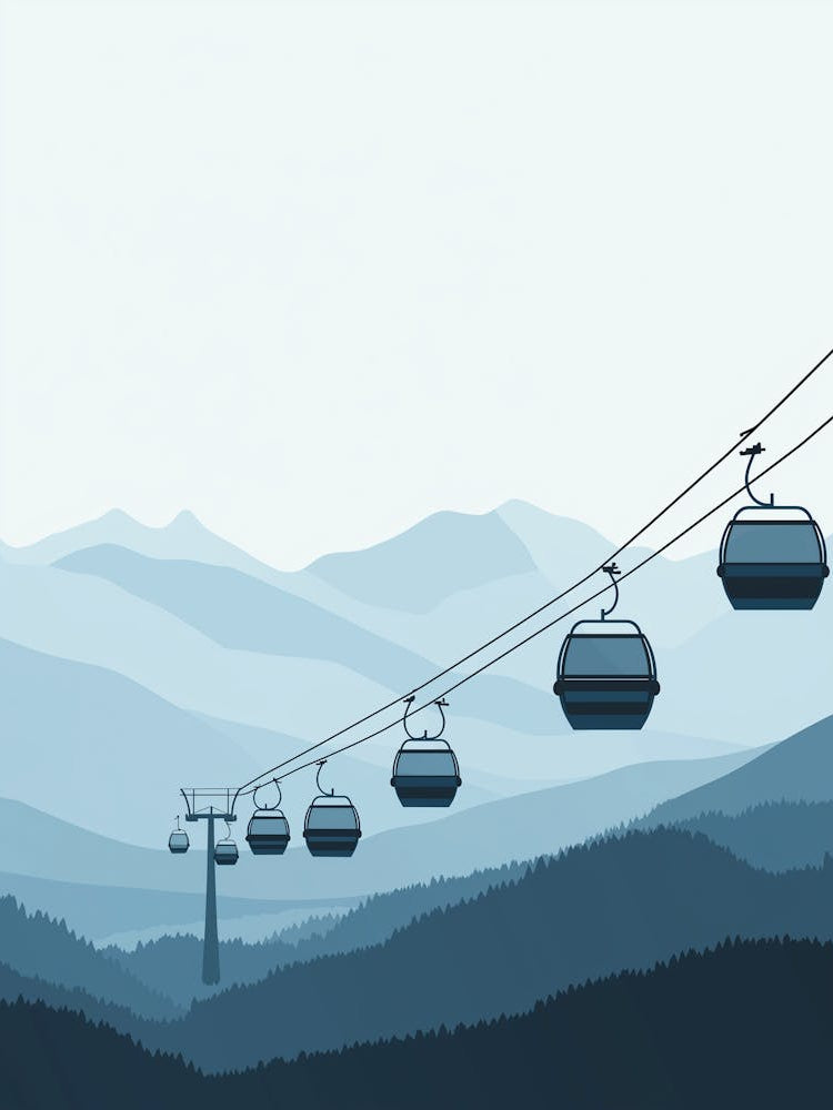 Poster Of A Cable Car, With Simple Shapes