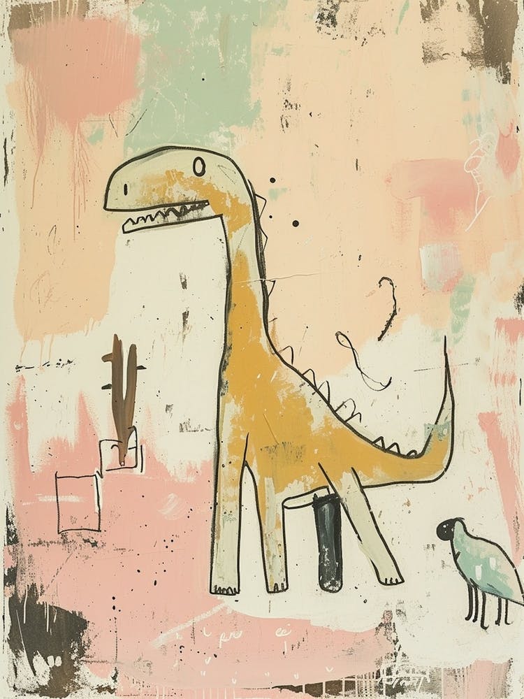 Dinosaur & Friend Minimalist Cartoon