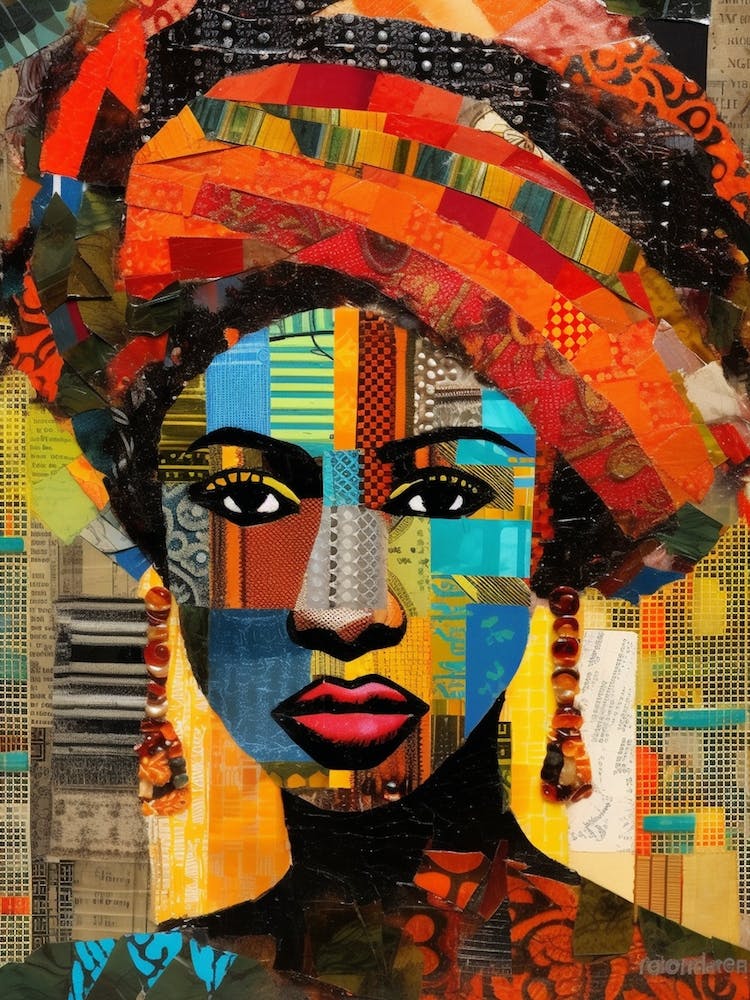 Afro Patchwork Portrait 2