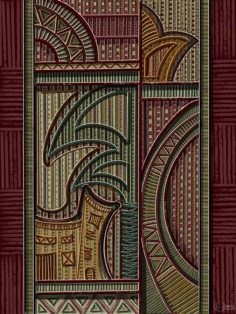 An Abstract Modern Painting Of The Traditional Egyptian Country Side