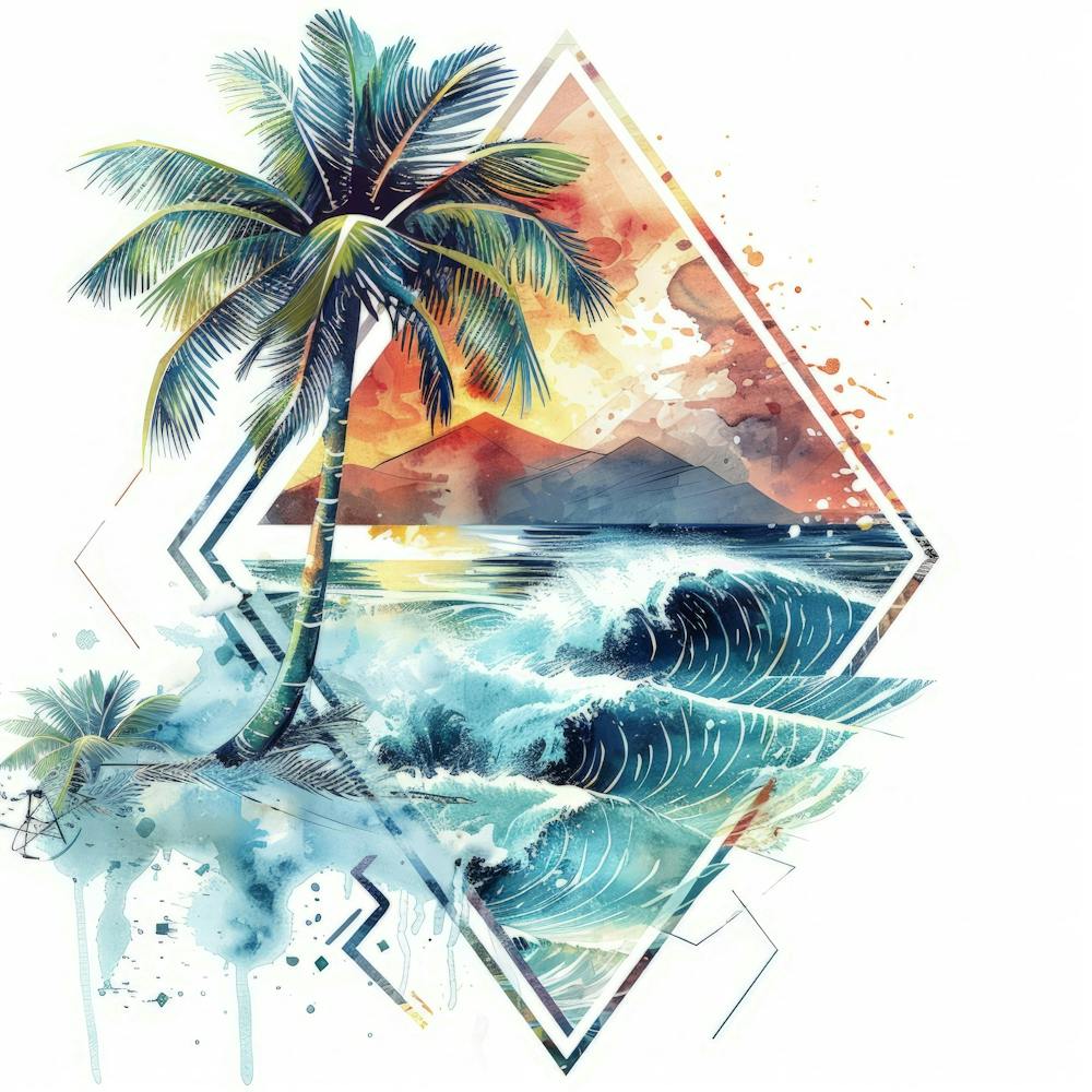 Palm Tree And Waves 1