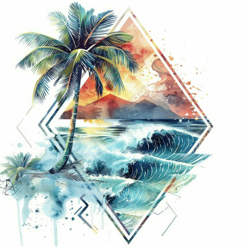 Palm Tree And Waves 1