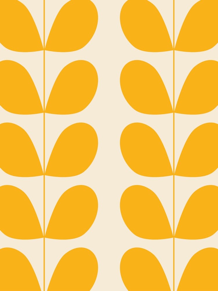 Mid Century Modern Leaf Print Yellow