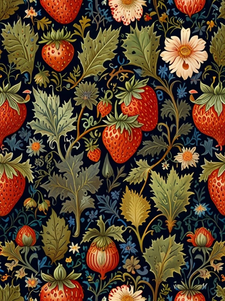 William Morris Erdbeer Tapete 2