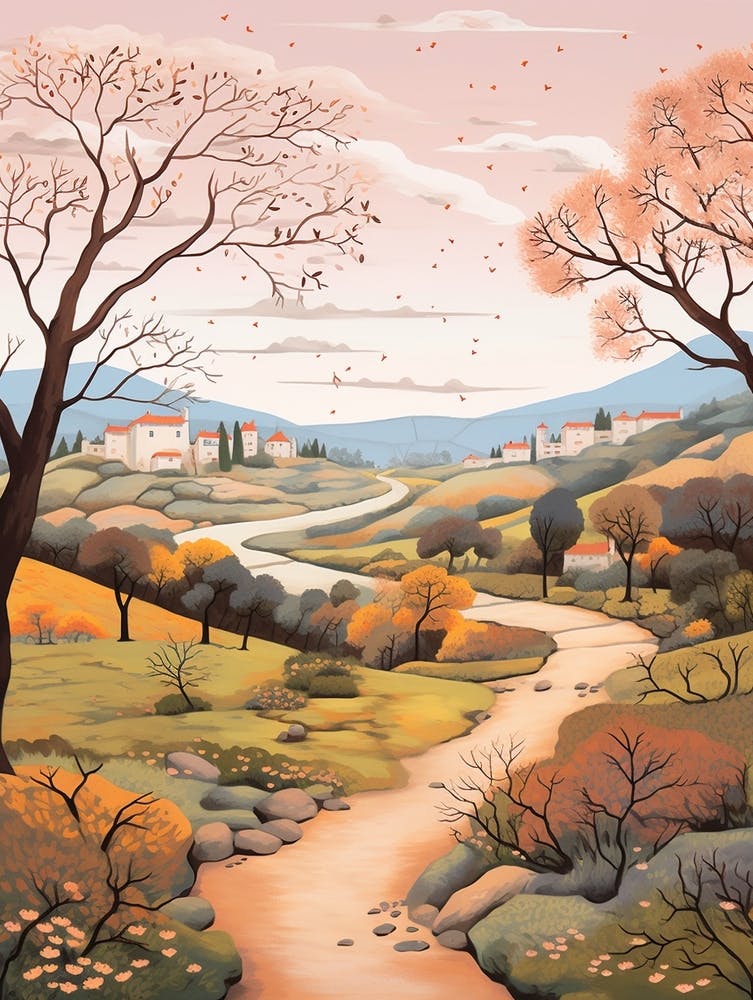 Camino De Santiago Spain 4 Hike Illustration