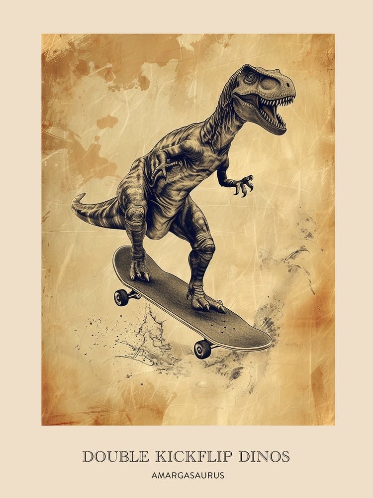 Amargasaurus Vintage Dinosaur Poster 1