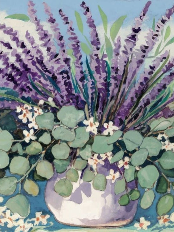 Tranquil Lavender Garden - Watercolor