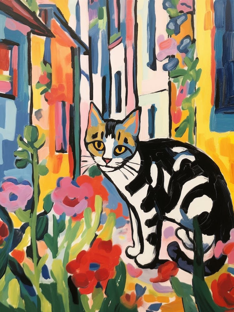 Painting Of A Cat In Lucca Italy 1