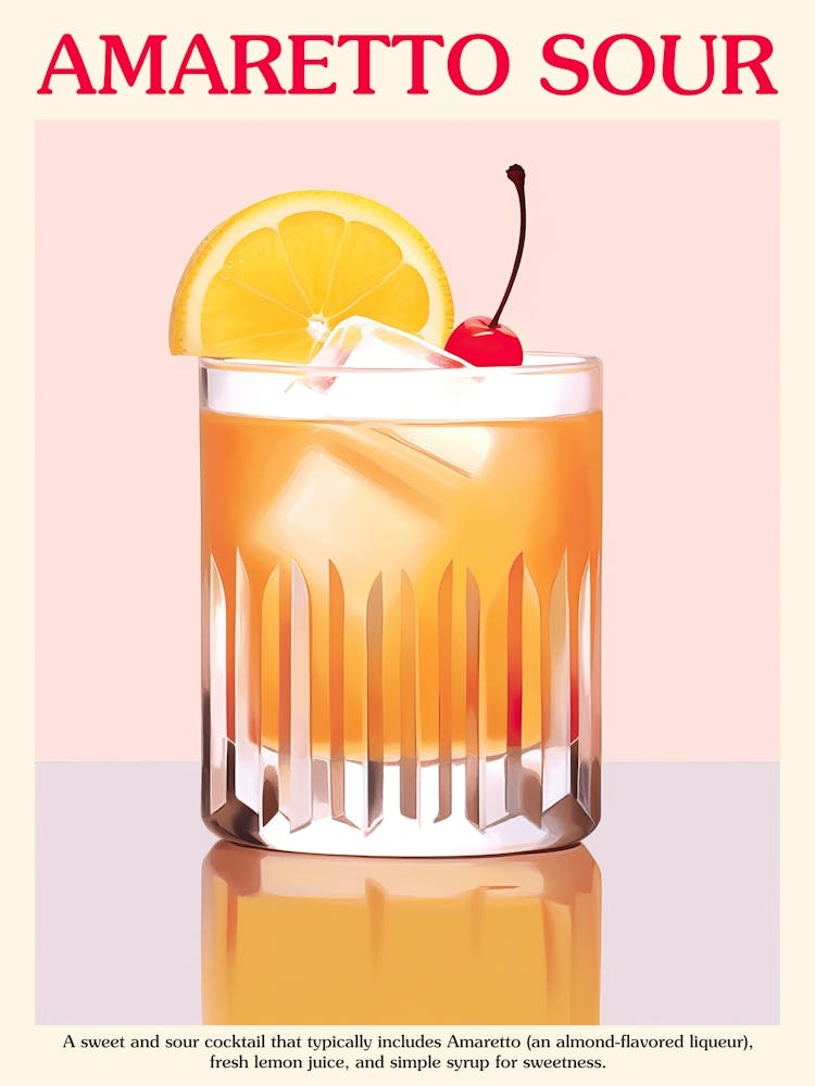 Amaretto Sour Cocktail Poster Kitchen Art