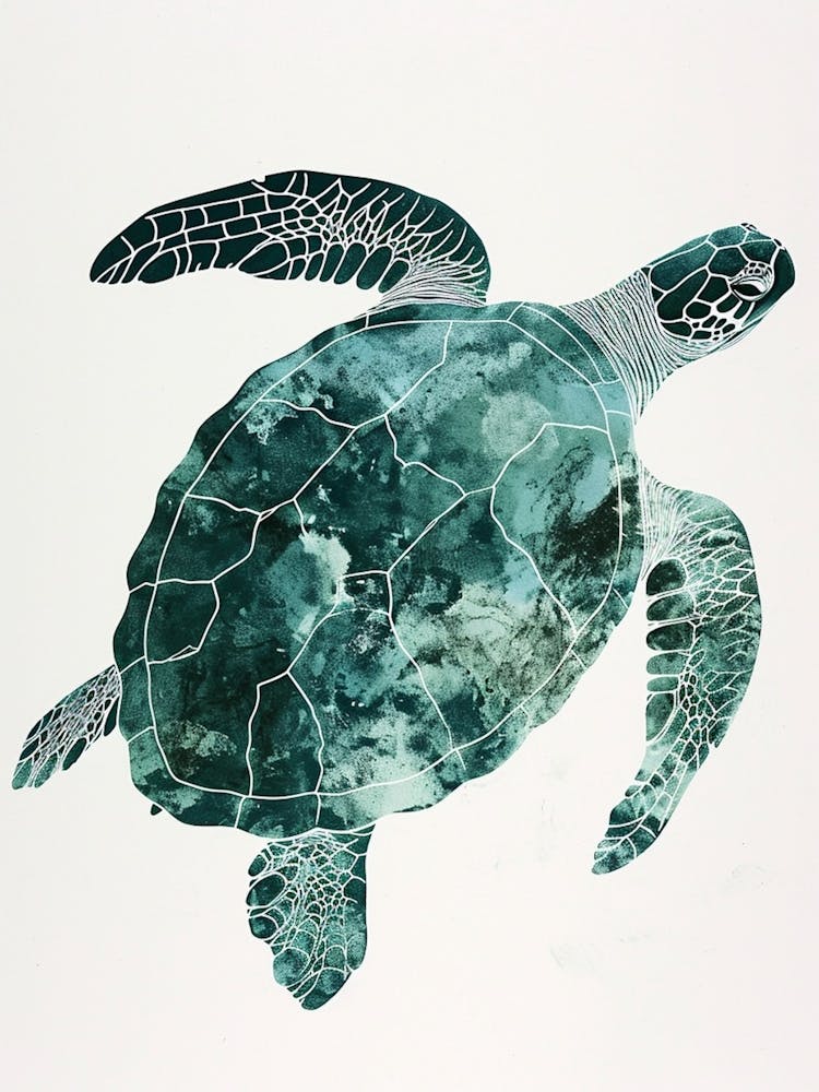 Minimalist Turquoise Sea Turtle