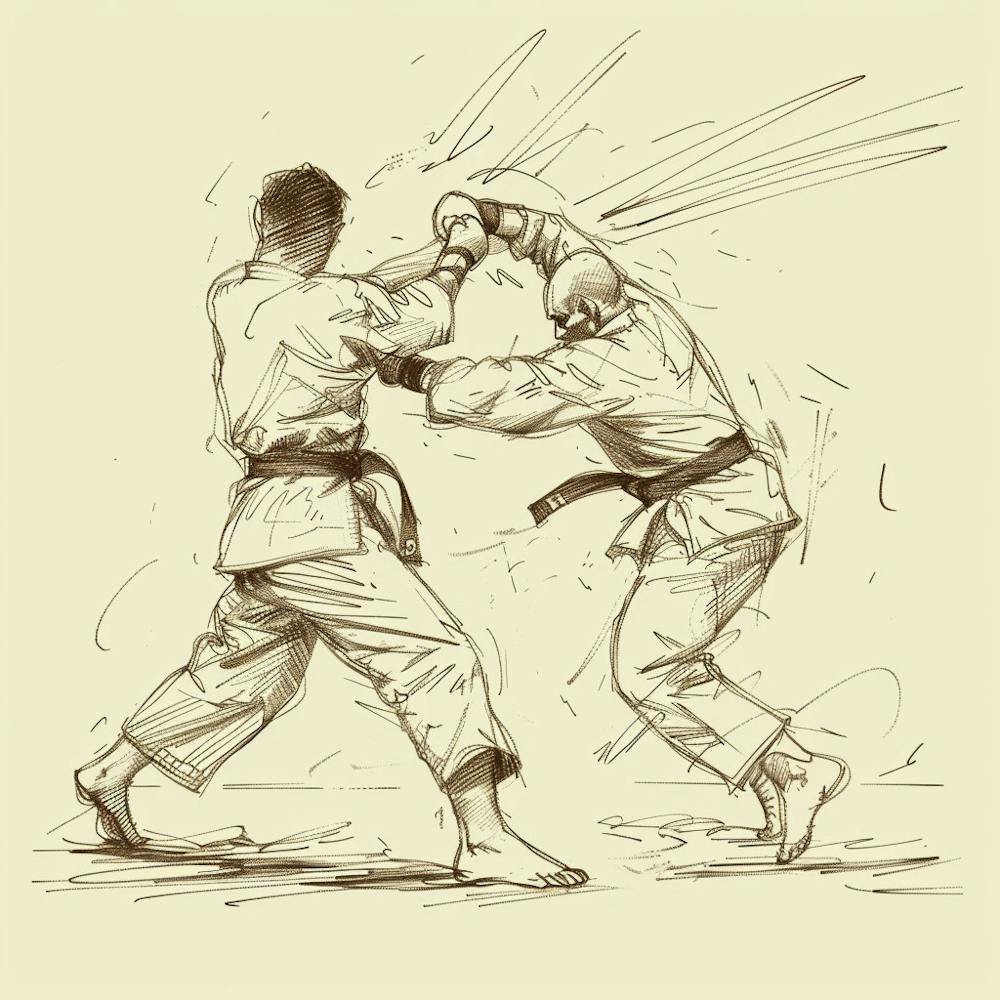 A Karate Sparring Hand Drawn Sketch Illustration 1718704193 4