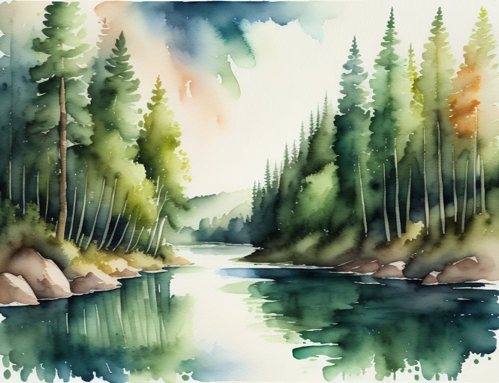 River watercolor