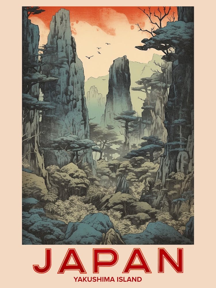 Yakushima Island, Visit Japan Vintage-Reisekunst 1