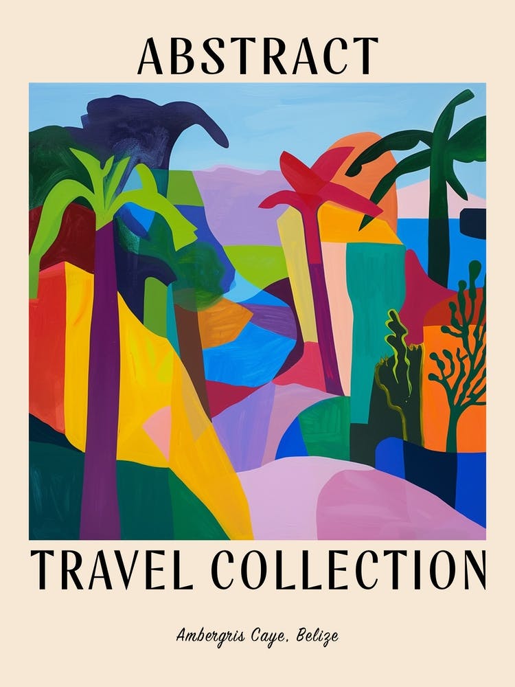 Abstract Travel Collection Poster Ambergris Caye Belize 4
