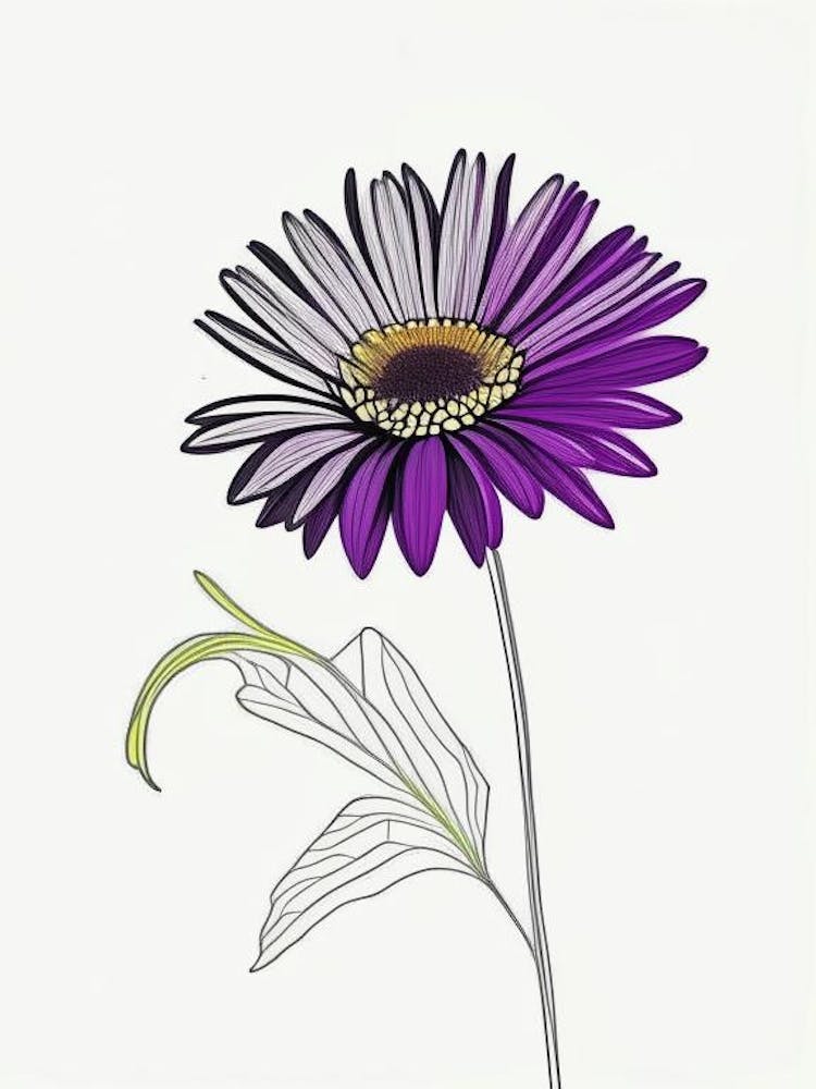 Osteospermum Floral Minimal Line Drawing 1 Flower