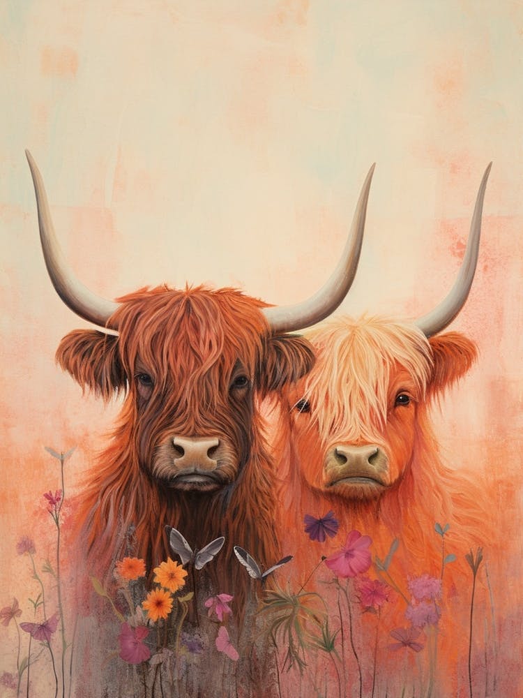 Dreamy Cloudy Highland Cows 3