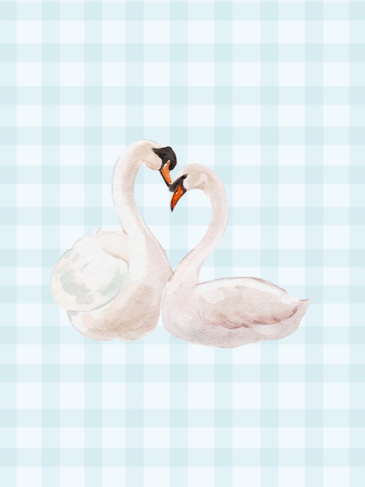 Swan Blue Gingham Poster