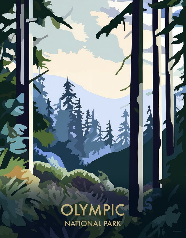 Olympic National Park Matisse Stil Vintage-Reiseposter 1