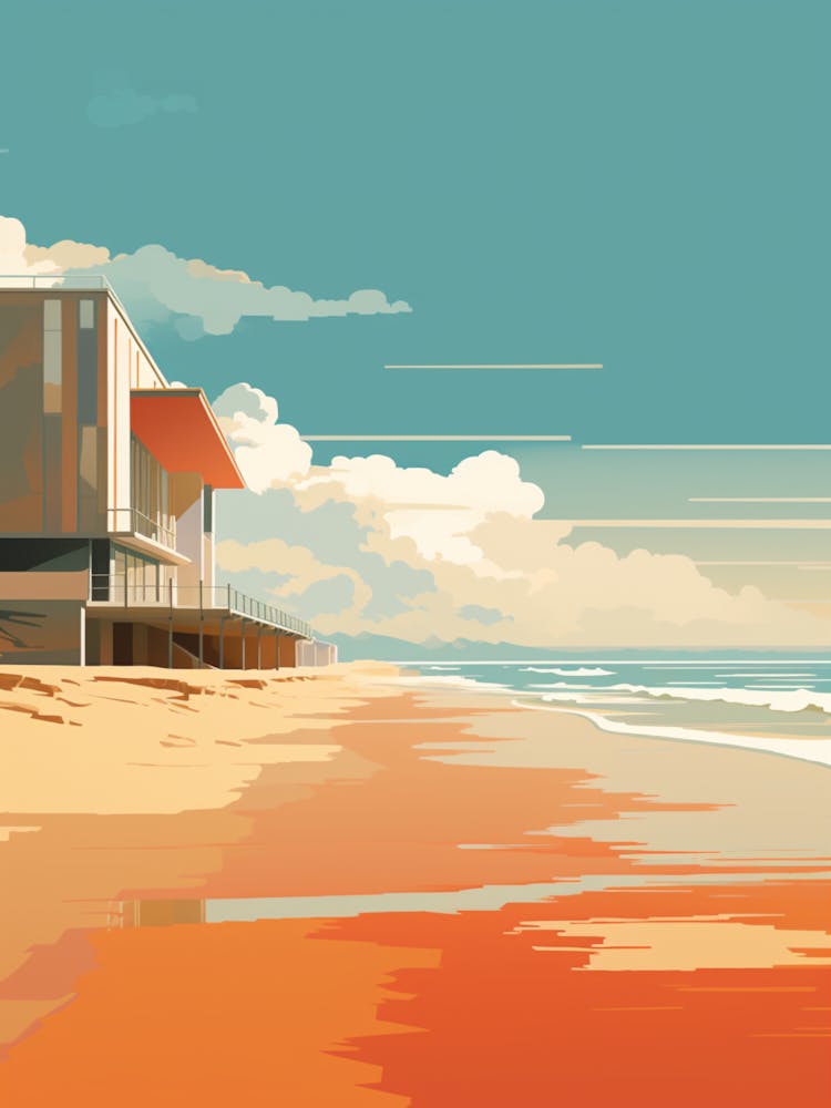 Art Holkham Bay Beach Norfolk Mediterranean Style Illustration 1