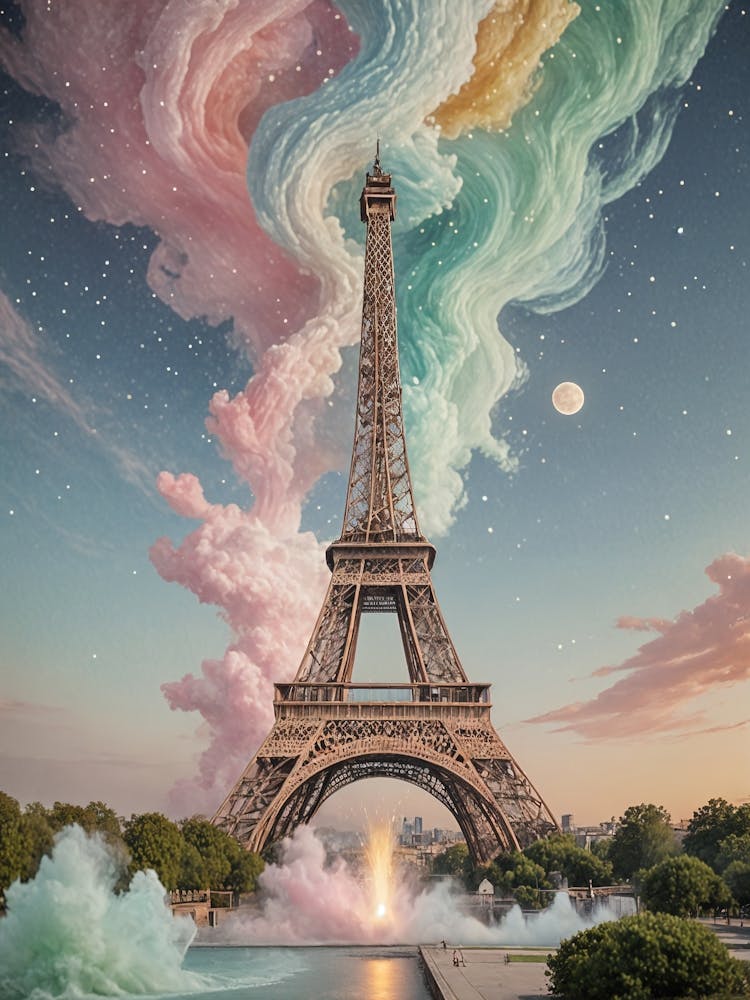 Pastel Burst Eiffel Tower