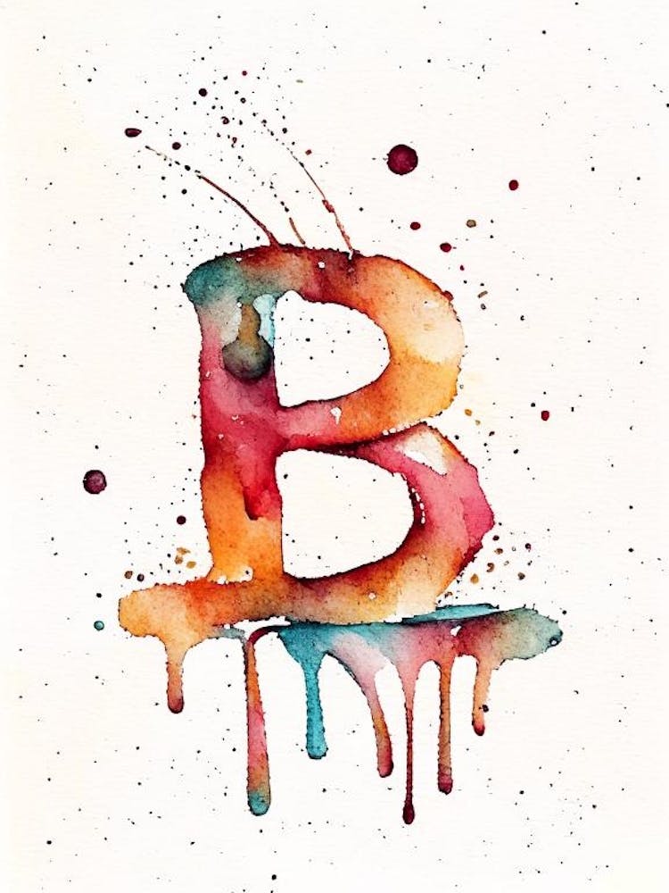 B  Letter, Alphabet Minimalist Watercolour 2