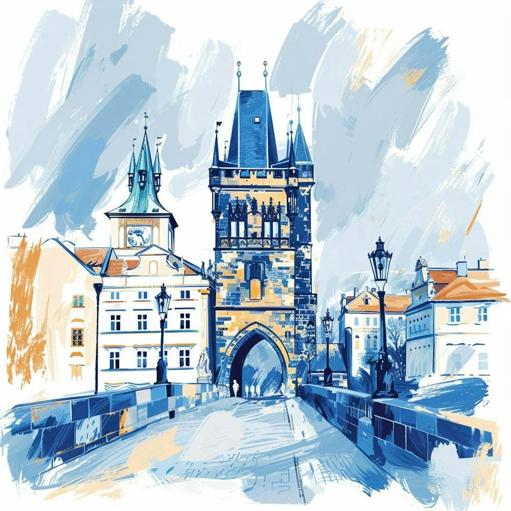 A Prague With Charles Bridge Expressive Strokes 1