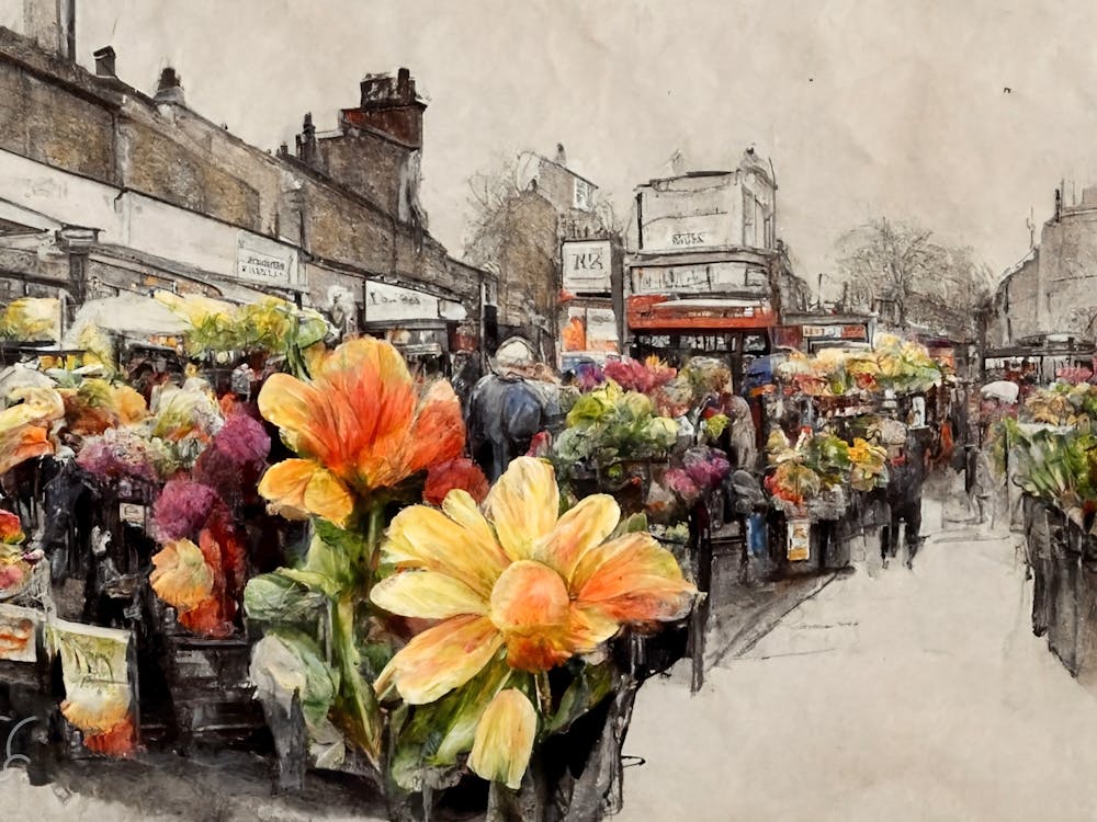 Columbia Road Flower Market Cloudy Day