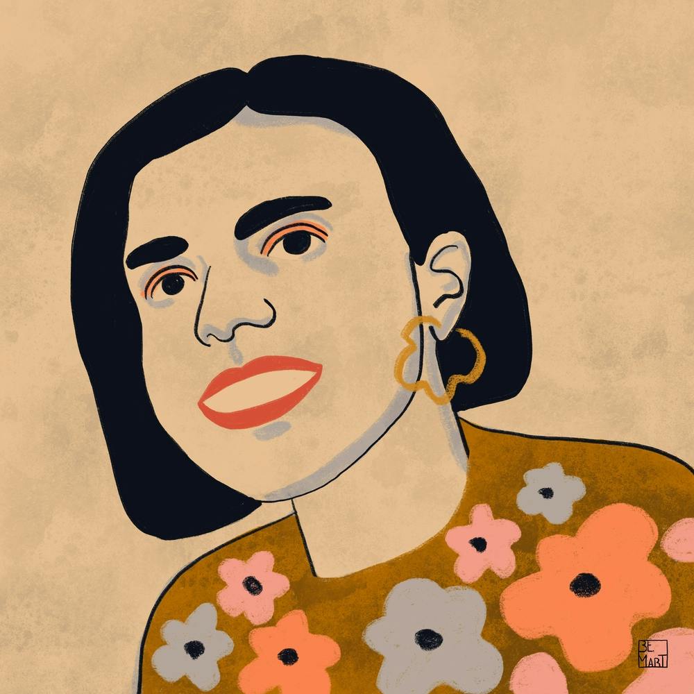 Girl With Flower Sweater Square