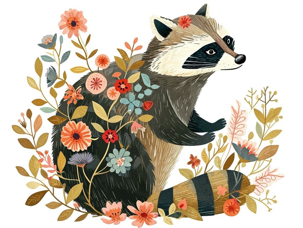 Little Floral Raccoon 1