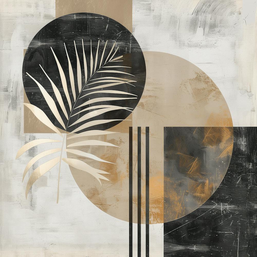 Botanische Geometrie: Abstraktes Palmenblatt in monochromer Harmonie