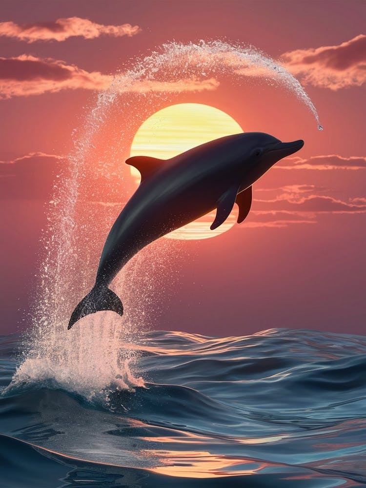 Dolphin Jumping At Sunset 1