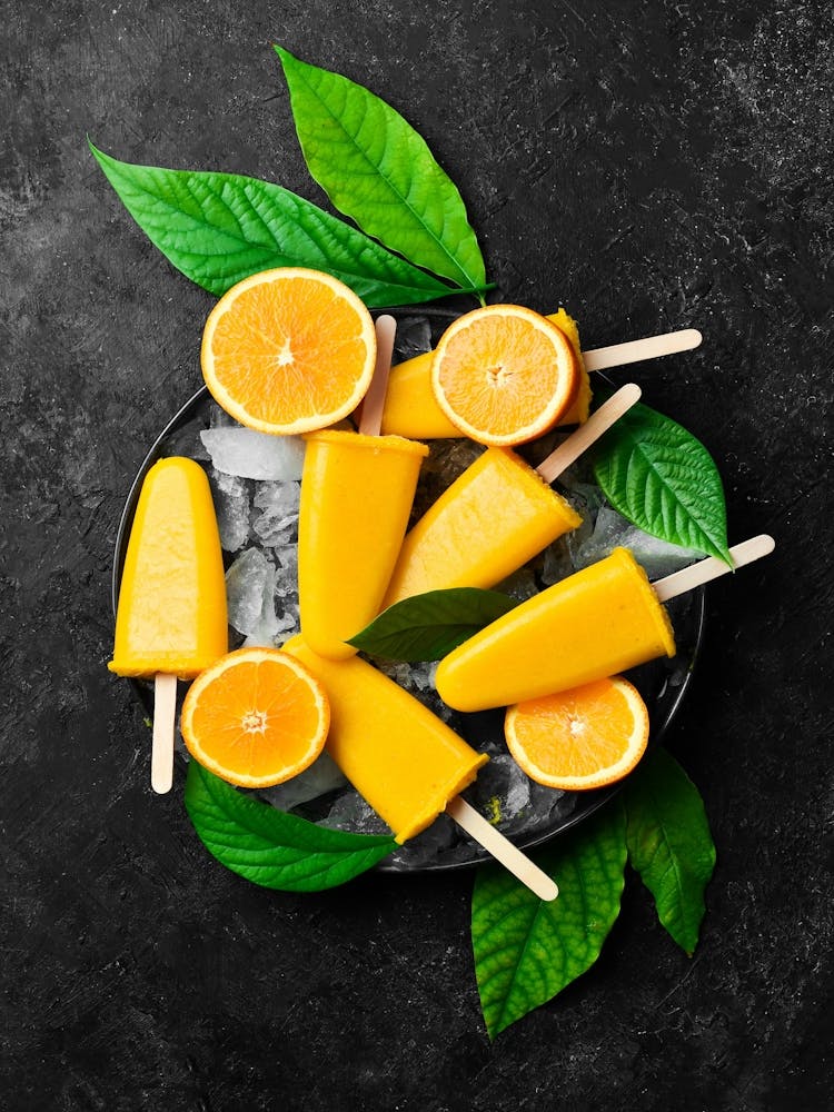 Orange ice cream — Food kitchen poster/blackboard, photo art