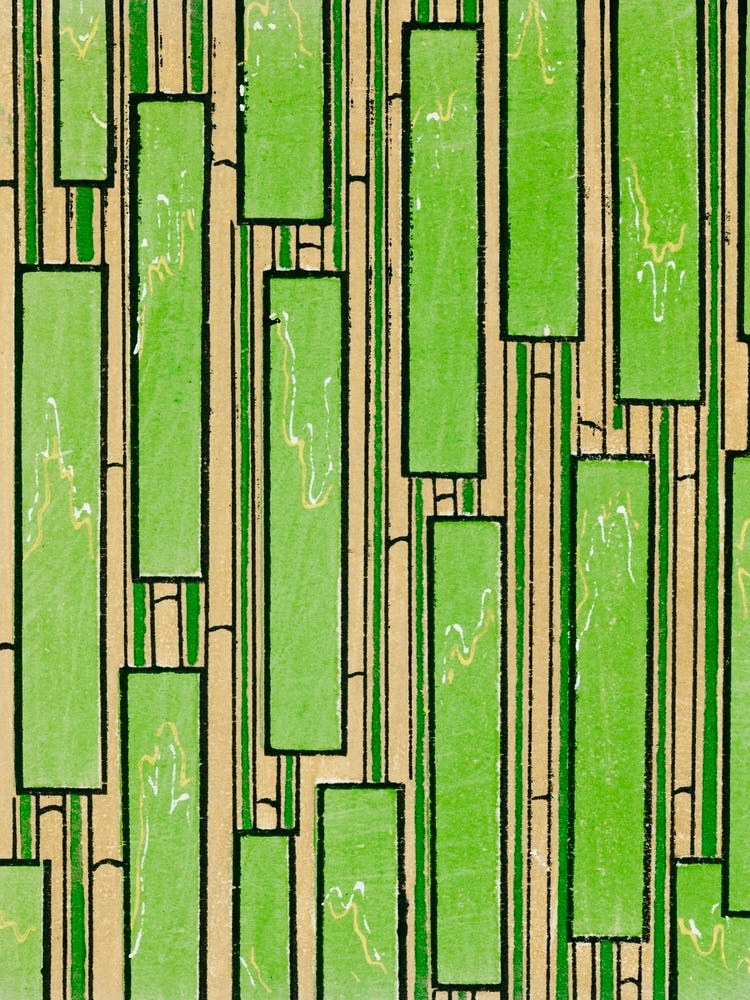 Vintage Ukiyo-e Woodblock Print Of Japanese Textile, Shima Shima, Furuya Korin (271)