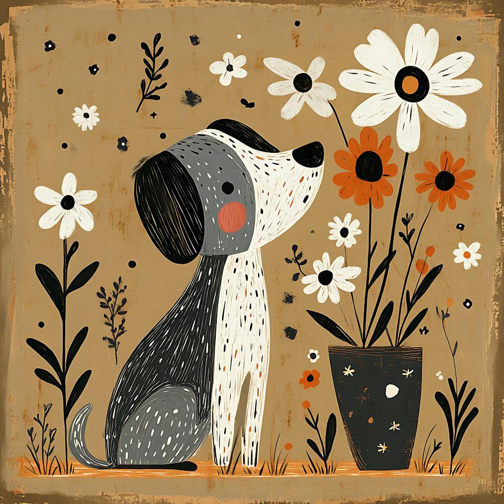 Dog With Flowers 5