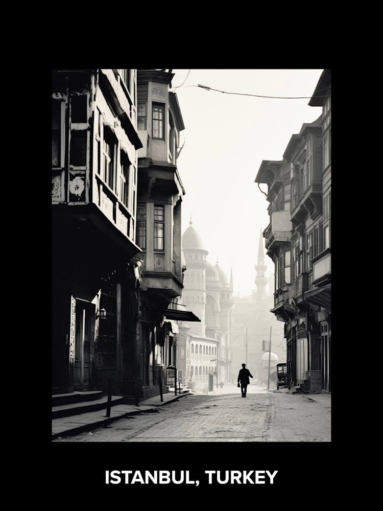 Poster Of Istanbul, Turkey, Mediterranean Black And White Photography Analogue 4