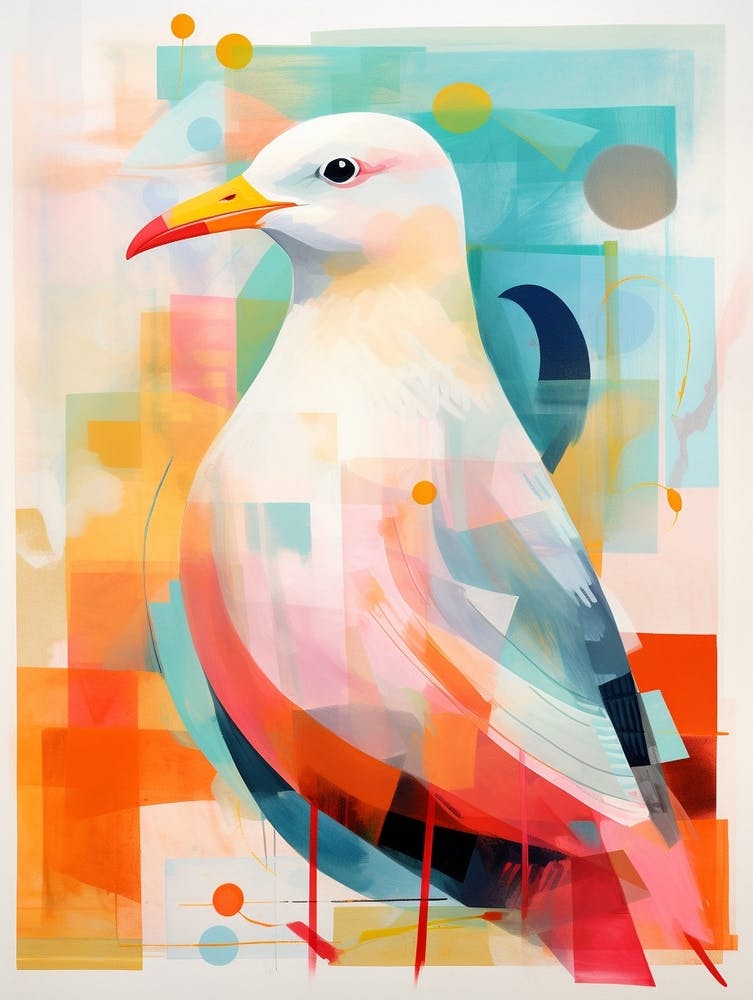 Bird Painting Collage Seagull 1