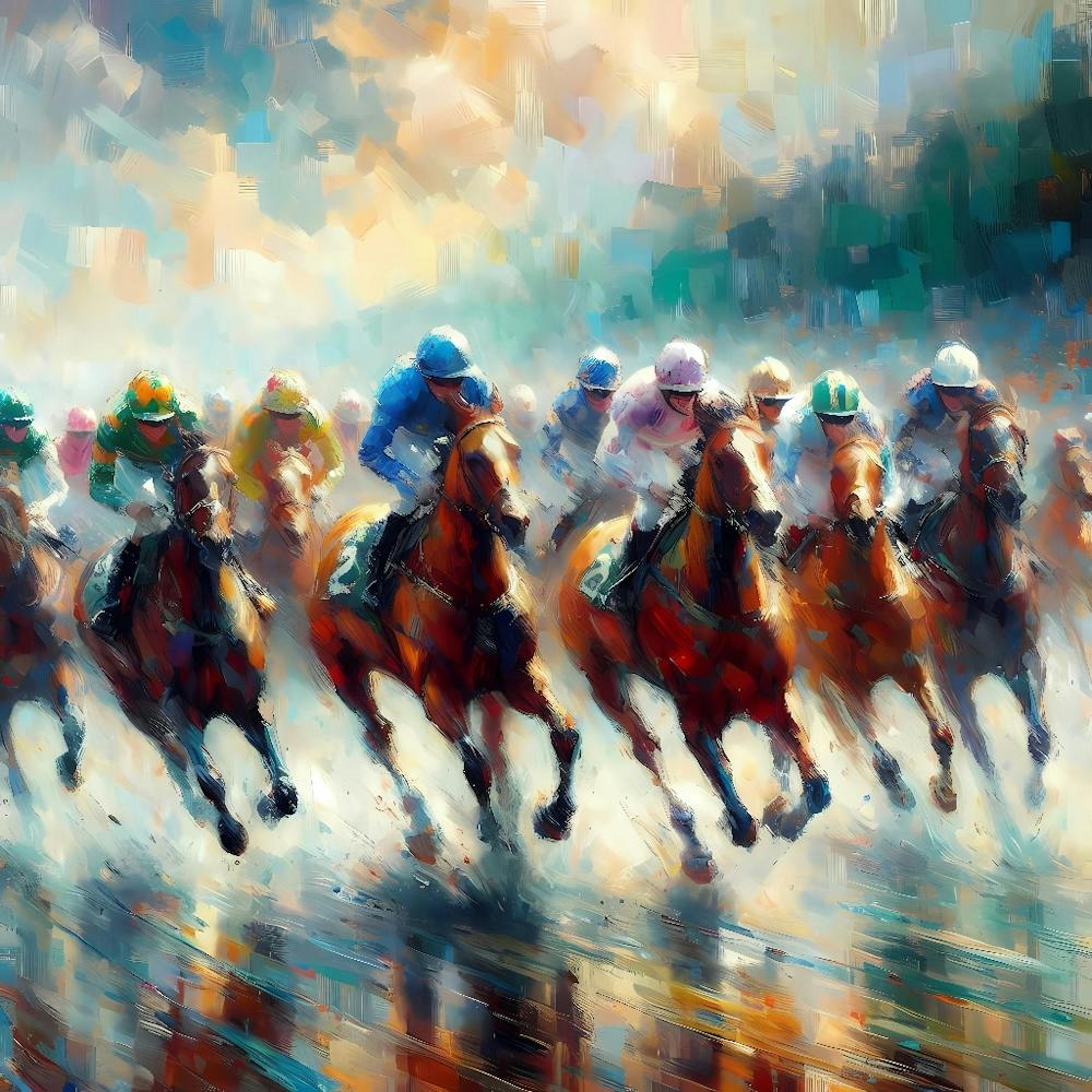Pferde Rennen im Regen 2