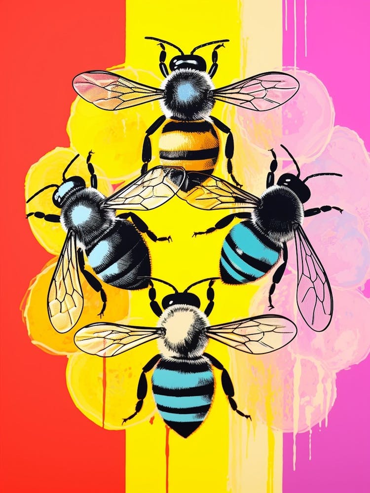 Vivid Bees Pop Art Inspired 1