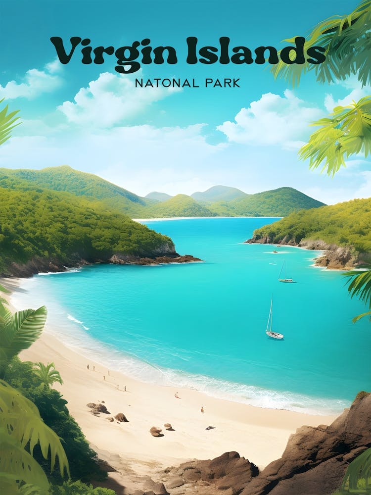Virgin Islands National Park West Indies Beautiful Travel Illustration