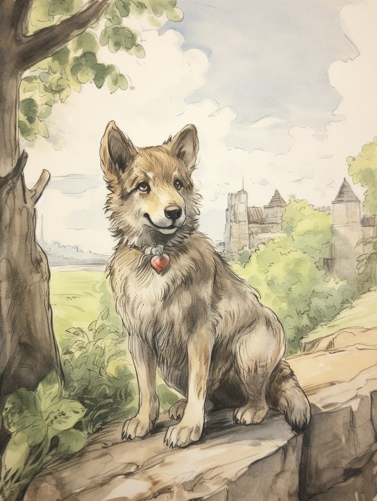 Storybook Animal Watercolour Timber Wolf 3