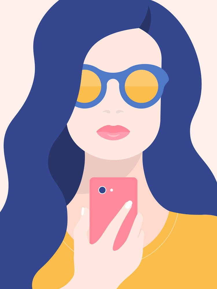 Woman Portrait Poster – Modern Pop Art Wall Art with Smartphone