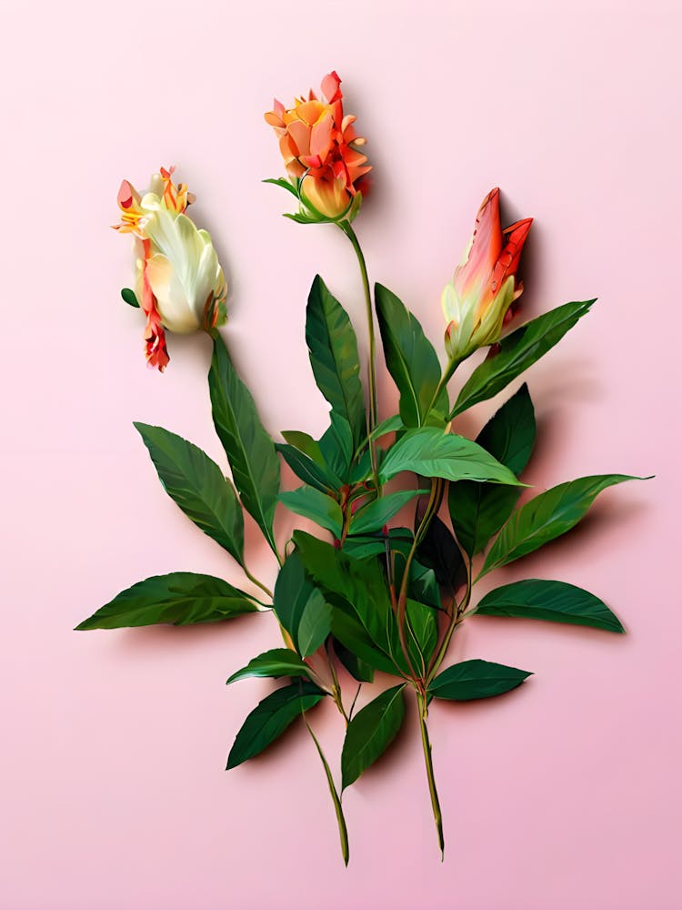 Flowers On A Pink Background 2