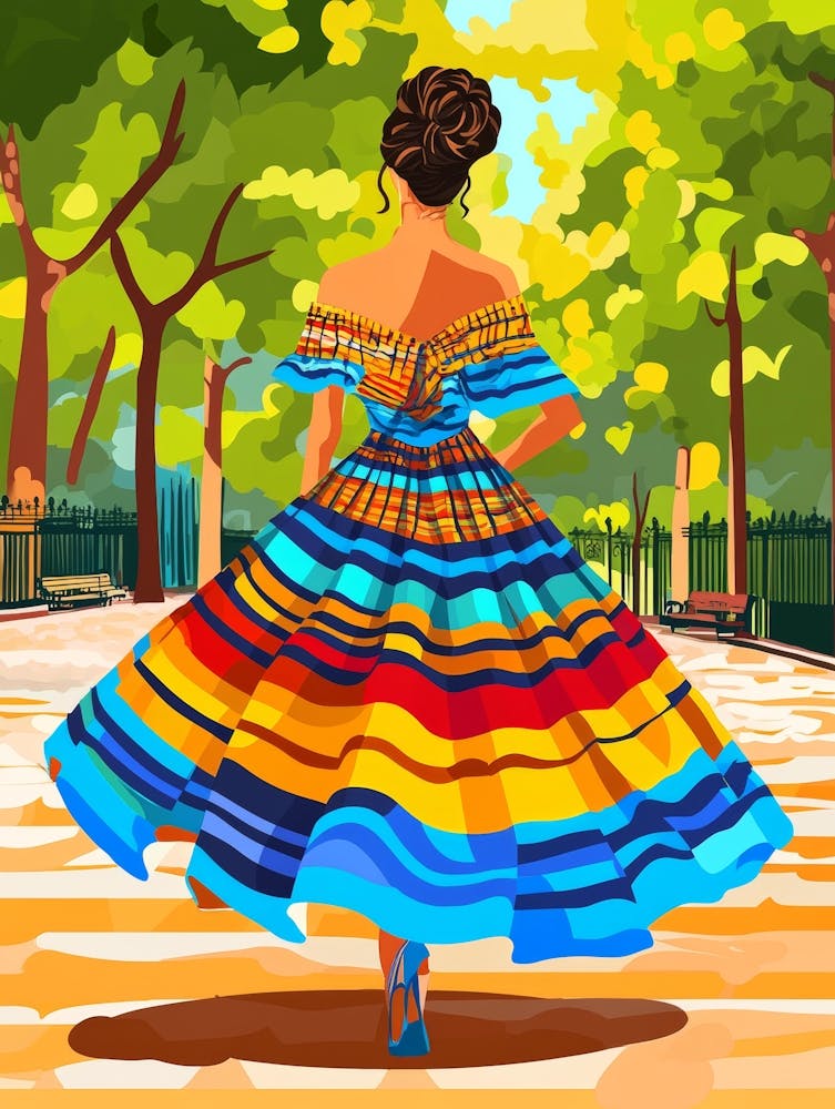 Woman In A Colorful Dress