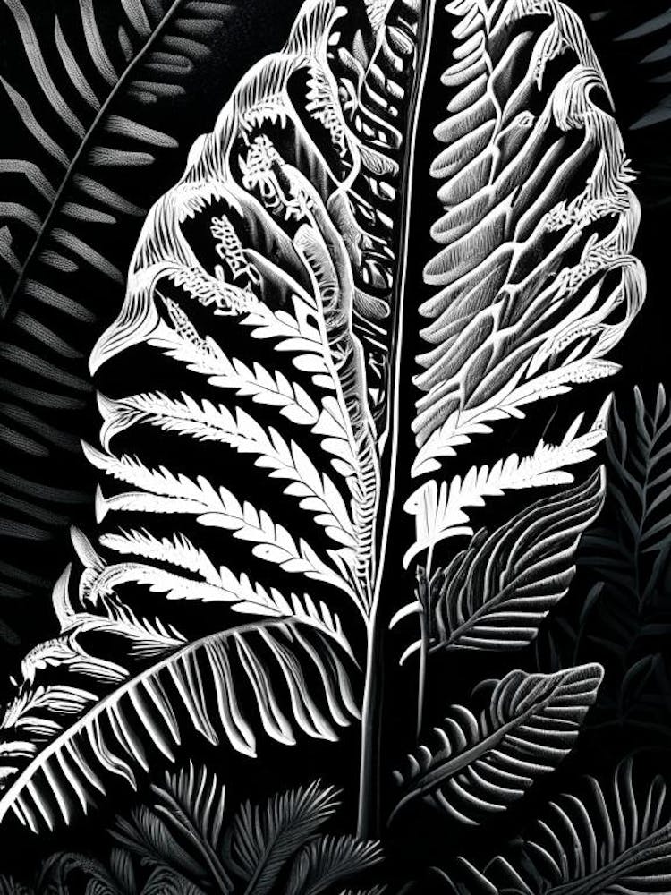 Japanese Painted Fern Linocut