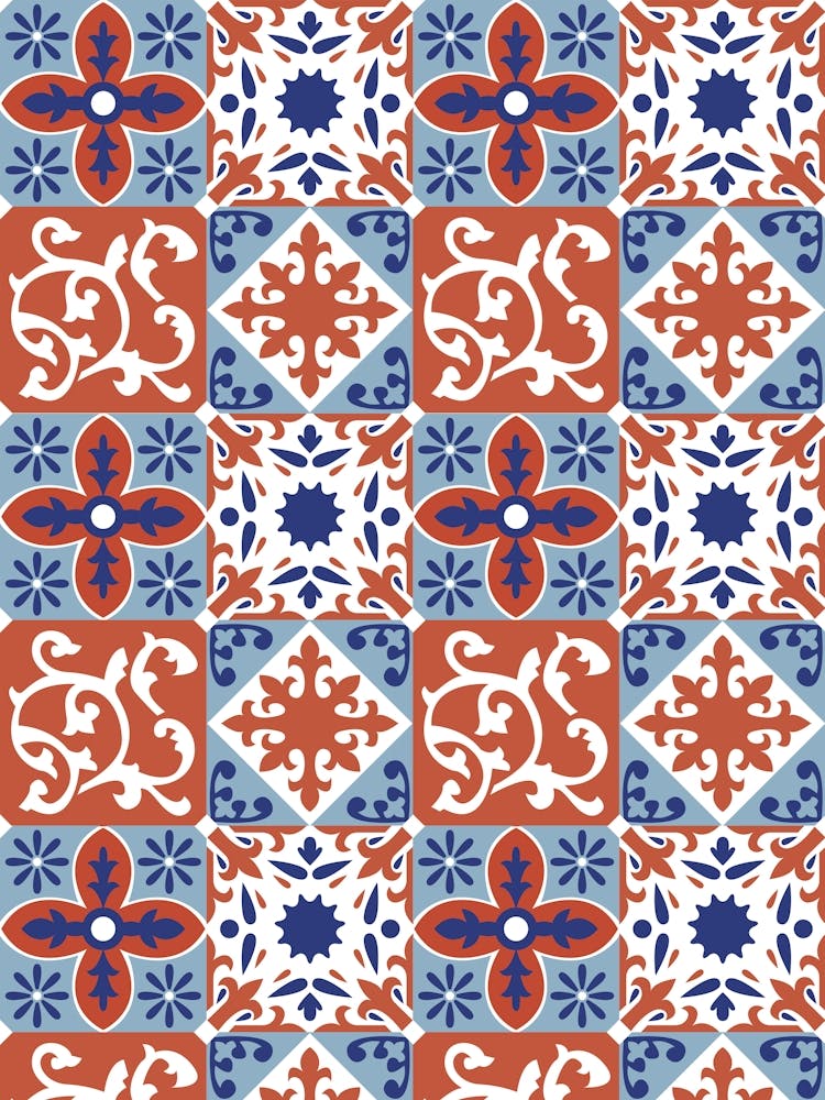Azulejo - vector tiles, Portuguese tiles, Tile Pattern