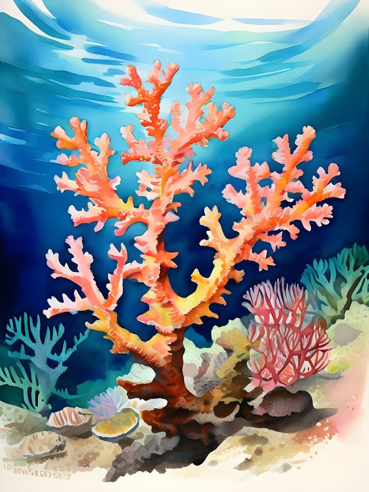 Watercolor Coral Reef