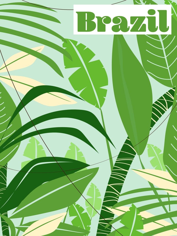 Tropical Leaves Brazil travel poster