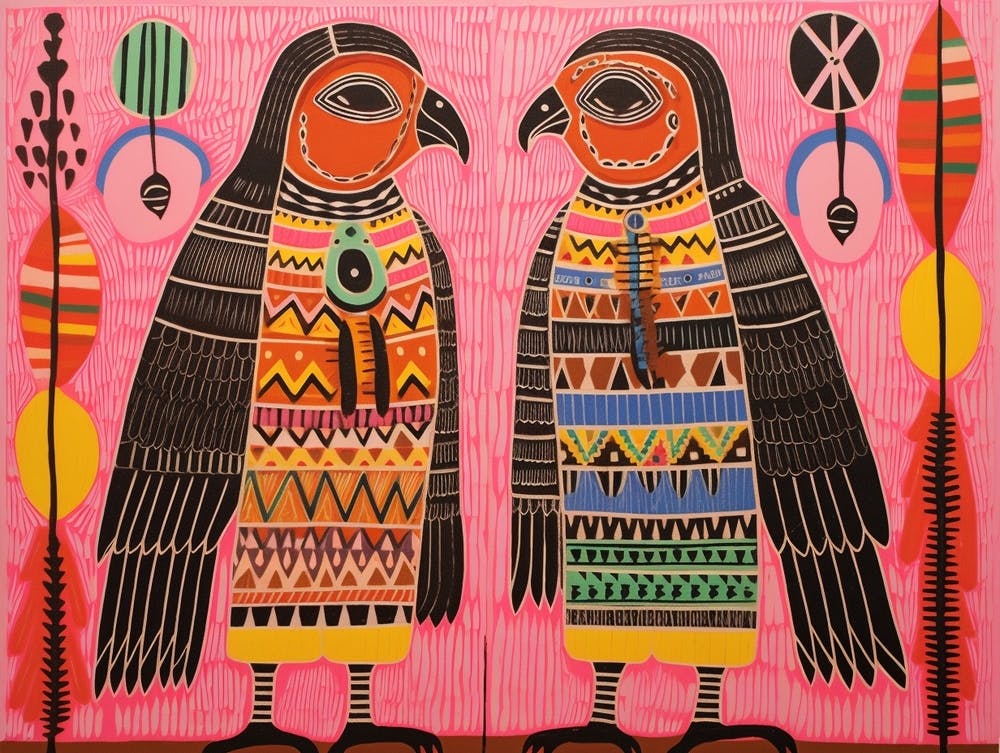 Falke 2 Tierillustration im Folk-Stil