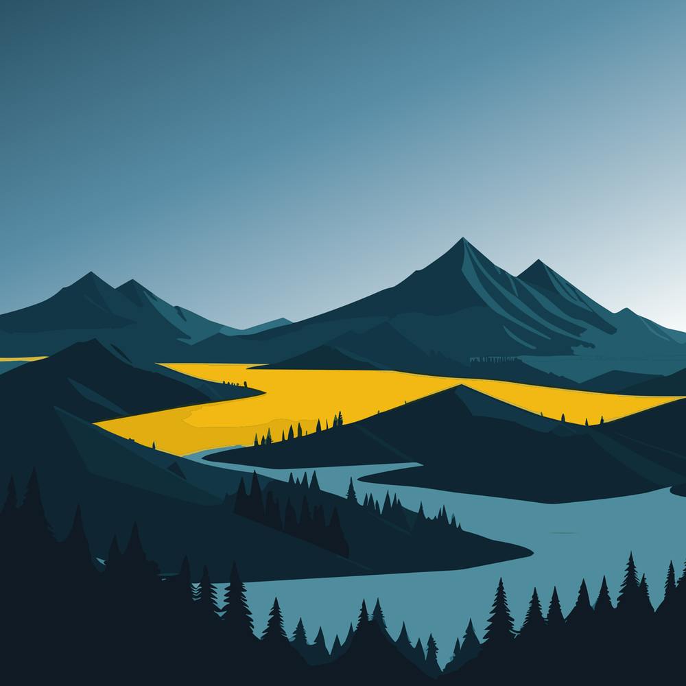 Landscape With Mountains And Trees